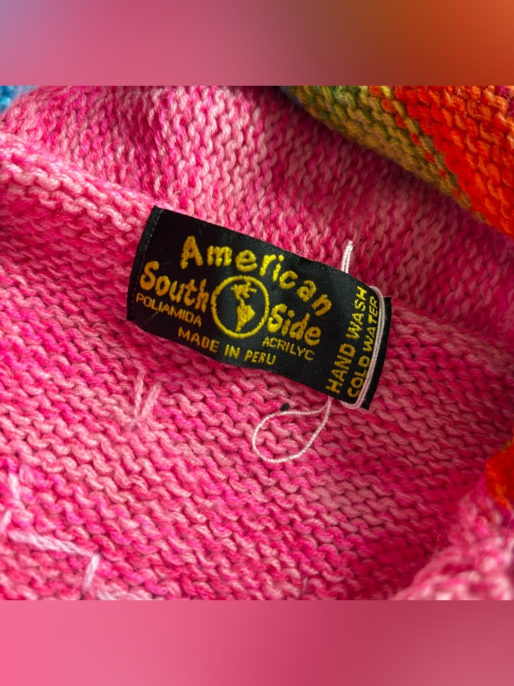 American South Side Vintage Peruvian Arpillera Embroidered Sun Llama Zip 2T - Picture 6 of 11